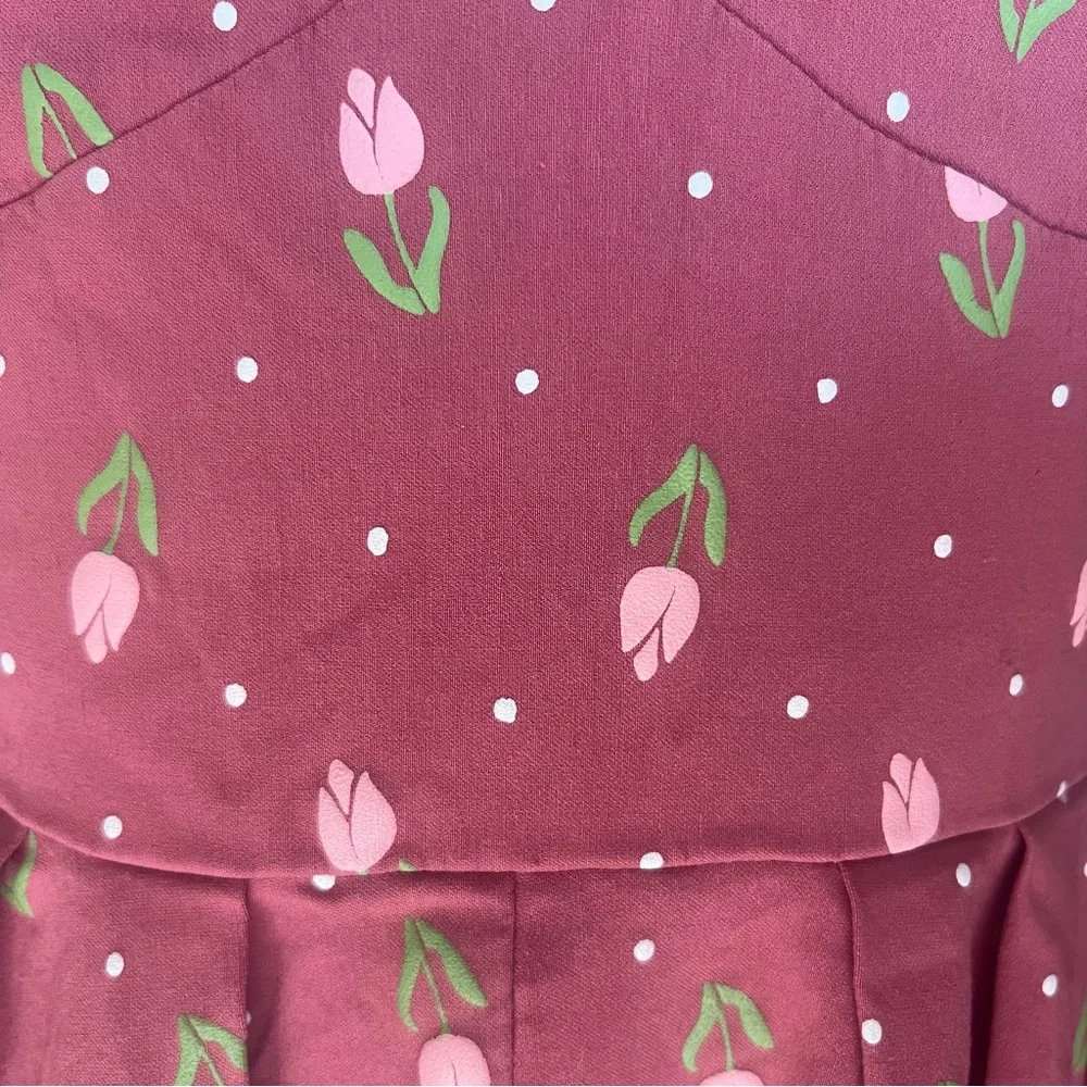 Unique Vintage Pink Floral Tulip Dress - Picture 7 of 10